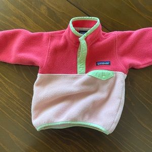 Patagonia 6-12M Baby Lightweight Synchilla Snap-T Pullover Colorblock Pink